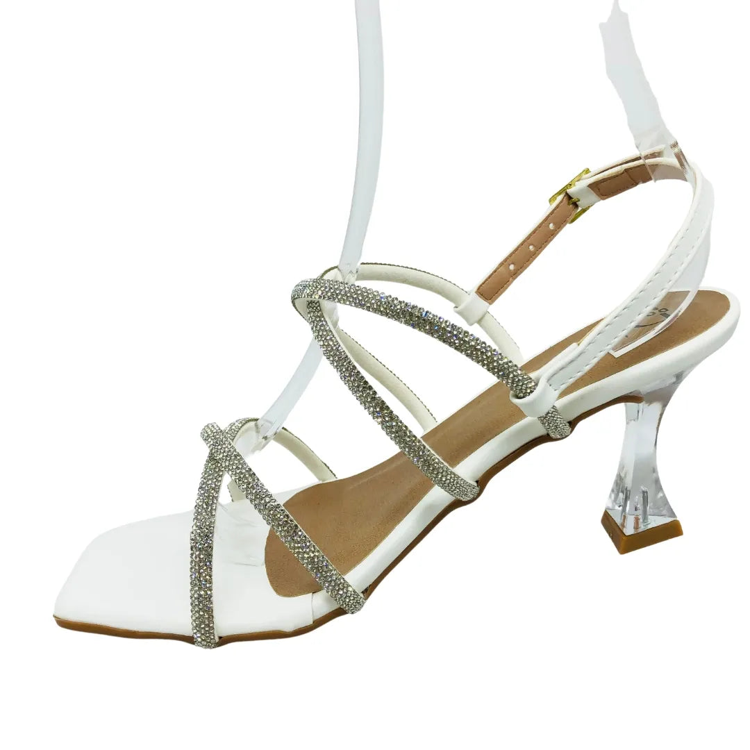 Salto Acrílico Transparente Duplo Strass - Amanda