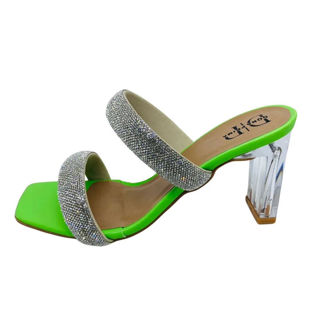 Salto Acrílico Transparente Brilho Duplo Strass - Jade