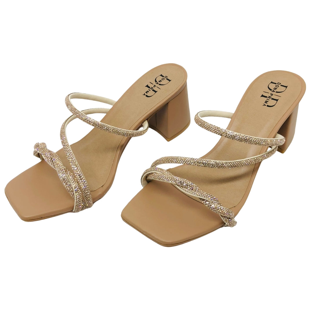 Tamanco Feminino Tiras Brilhantes - Bia