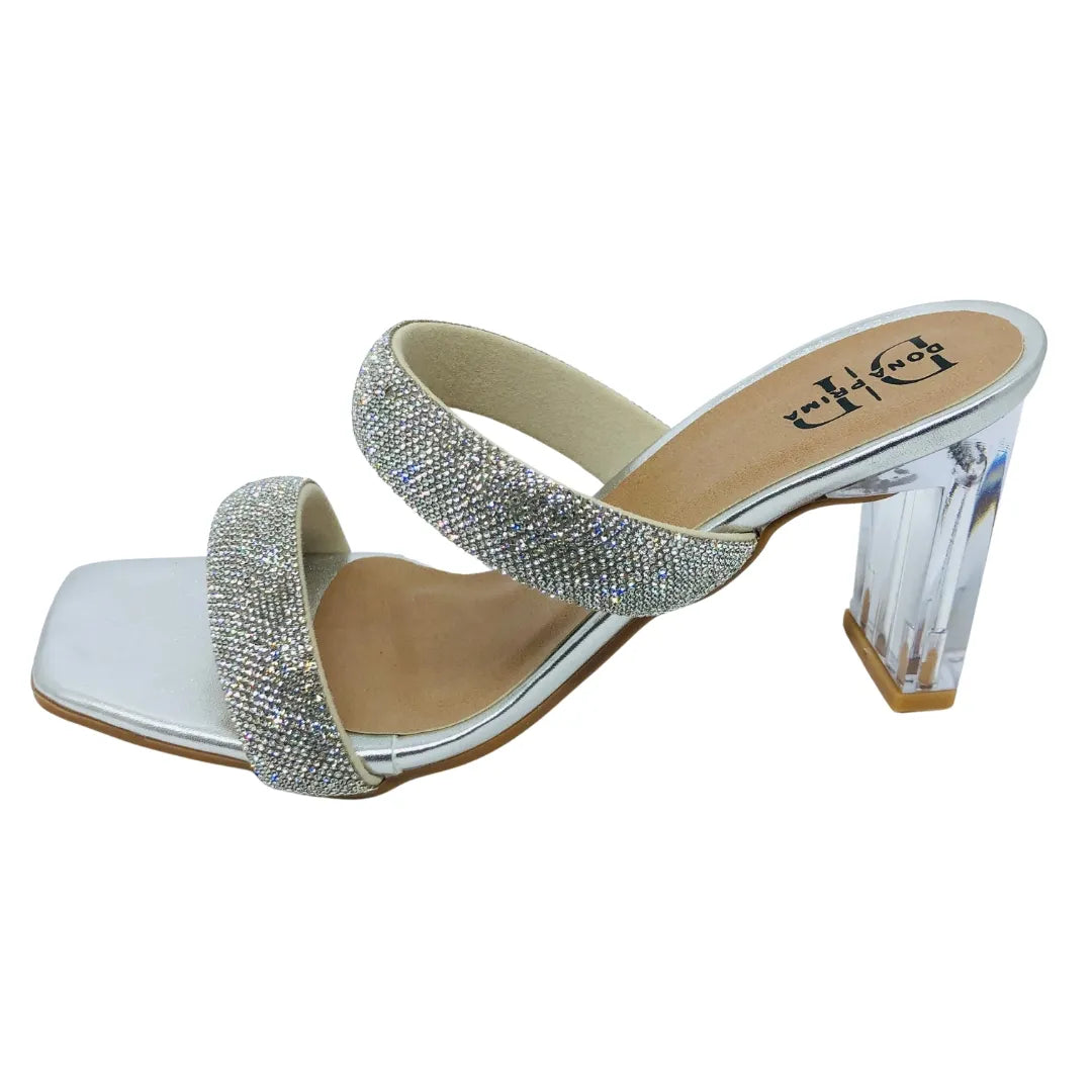 Salto Acrílico Transparente Brilho Duplo Strass - Jade