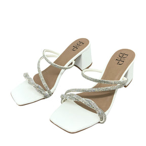 Tamanco Feminino Tiras Brilhantes - Bia