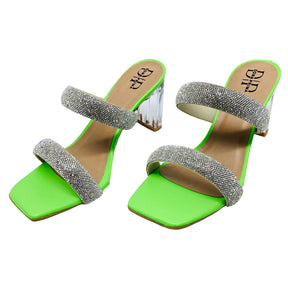 Salto Acrílico Transparente Brilho Duplo Strass - Jade