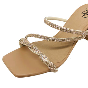 Tamanco Feminino Tiras Brilhantes - Bia