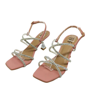 Salto Acrílico Transparente Duplo Strass - Amanda